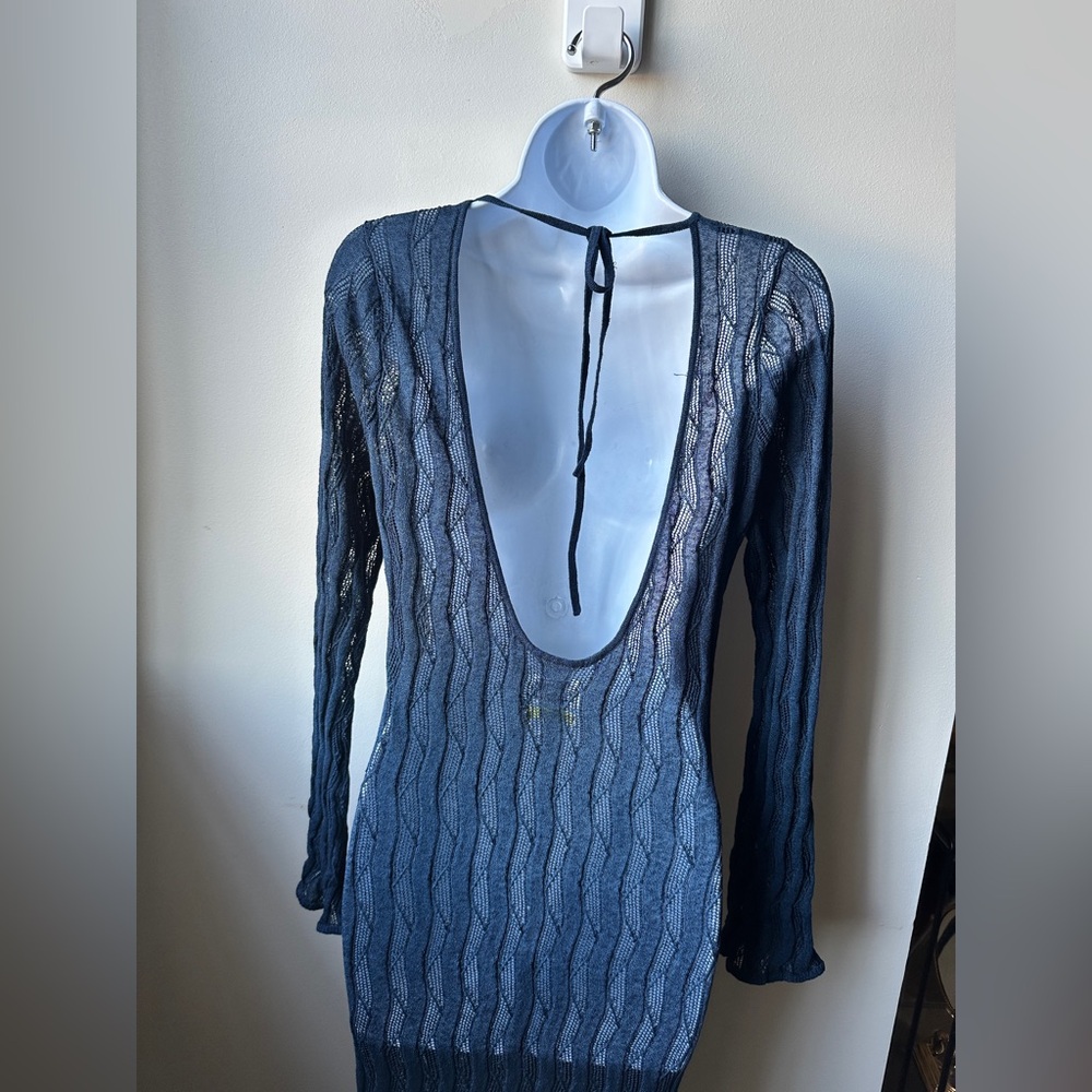 Women’s Summer Beach Cover Up Crochet Dress Navy Size S, NWOT - Picture 6 of 10
